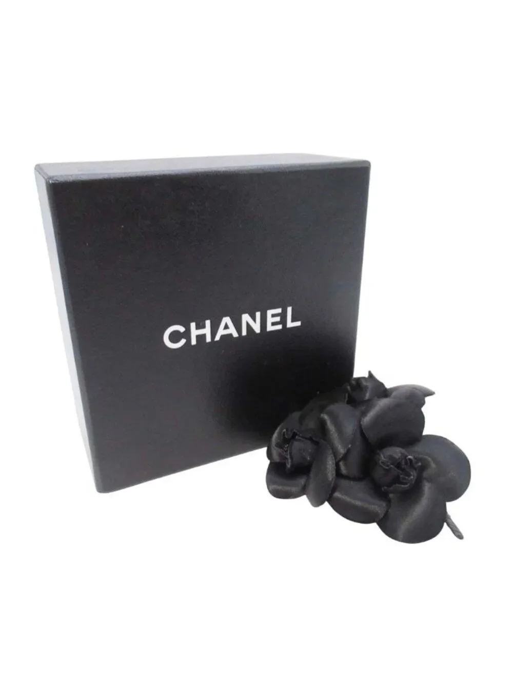 Chanel Triple Camellia Corsage Pin Brooch Formal Black - Picture 4 of 6